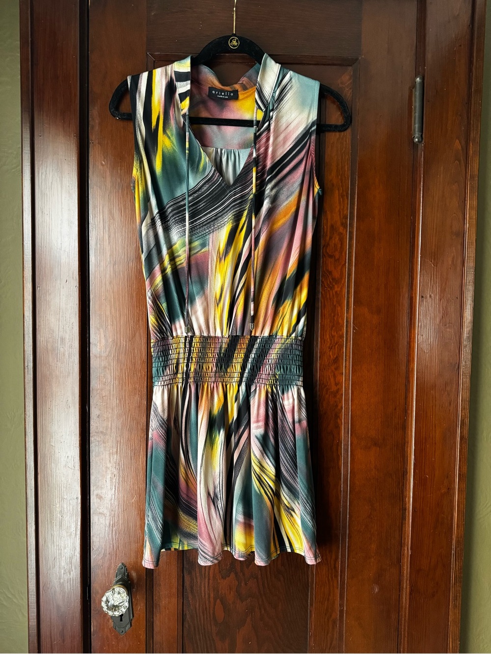 Ariella Multicolor Abstract Print Sleeveless Mini Dress